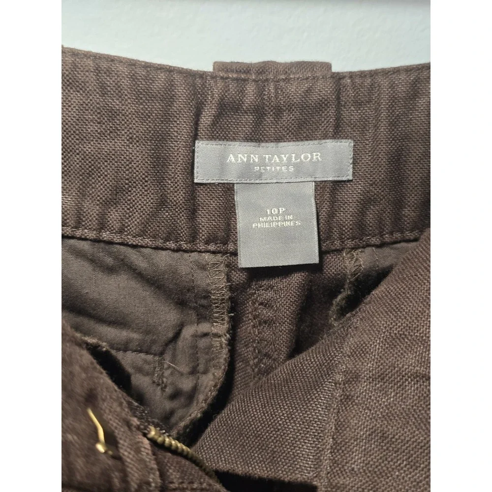 Ann Taylor Petites Chocolate Brown Linen‎ Cotton Capris Size 10P